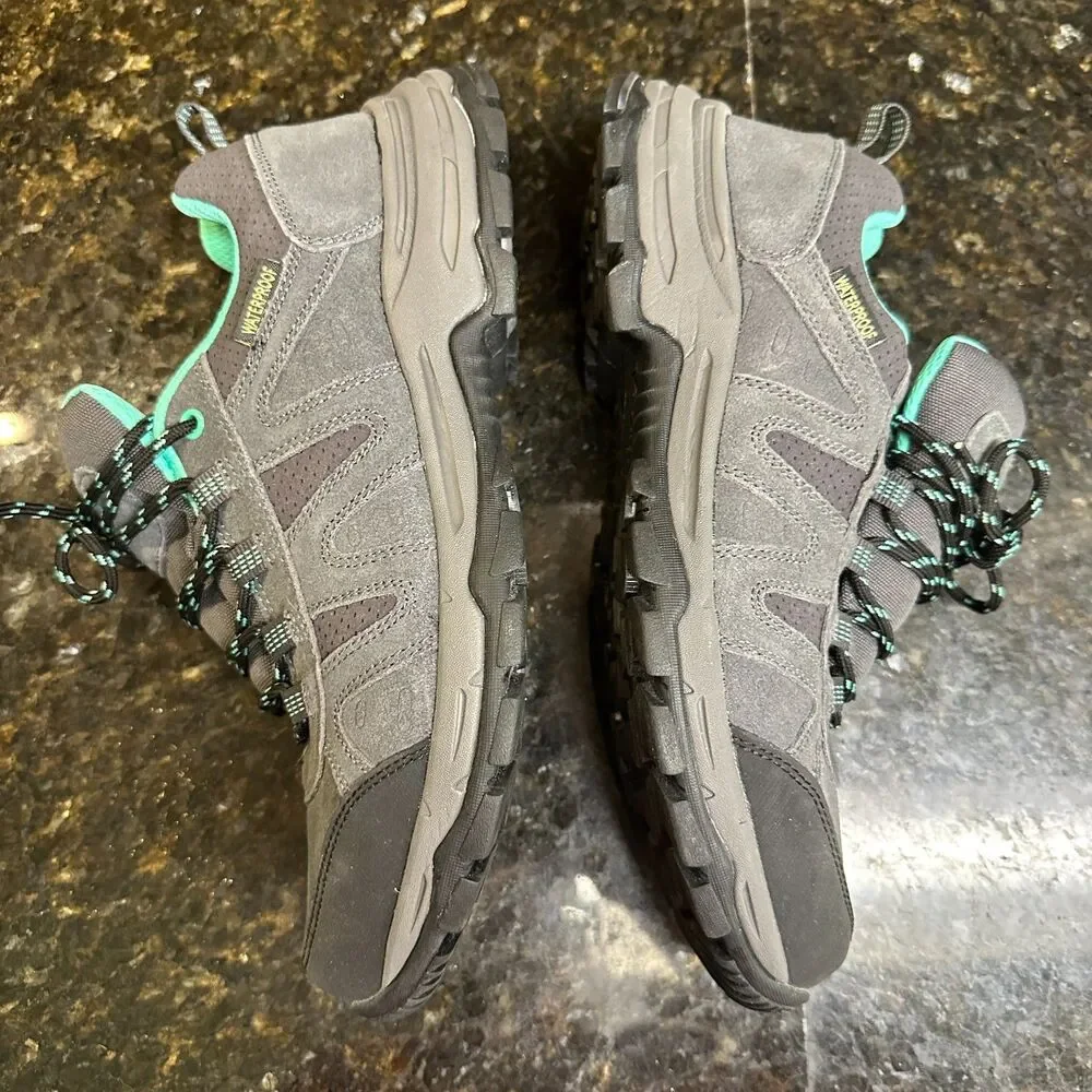 Riemot Waterproof Hiking Shoes, Women's 10 Lace Up Lightweight Gray & Teal, NWT